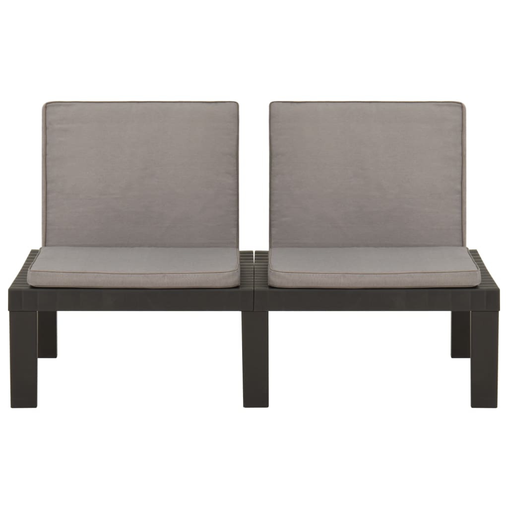 4-tlg. Garten-Lounge-Set mit Kissen Kunststoff Grau