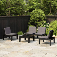 Thumbnail for 4-tlg. Garten-Lounge-Set mit Kissen Kunststoff Grau