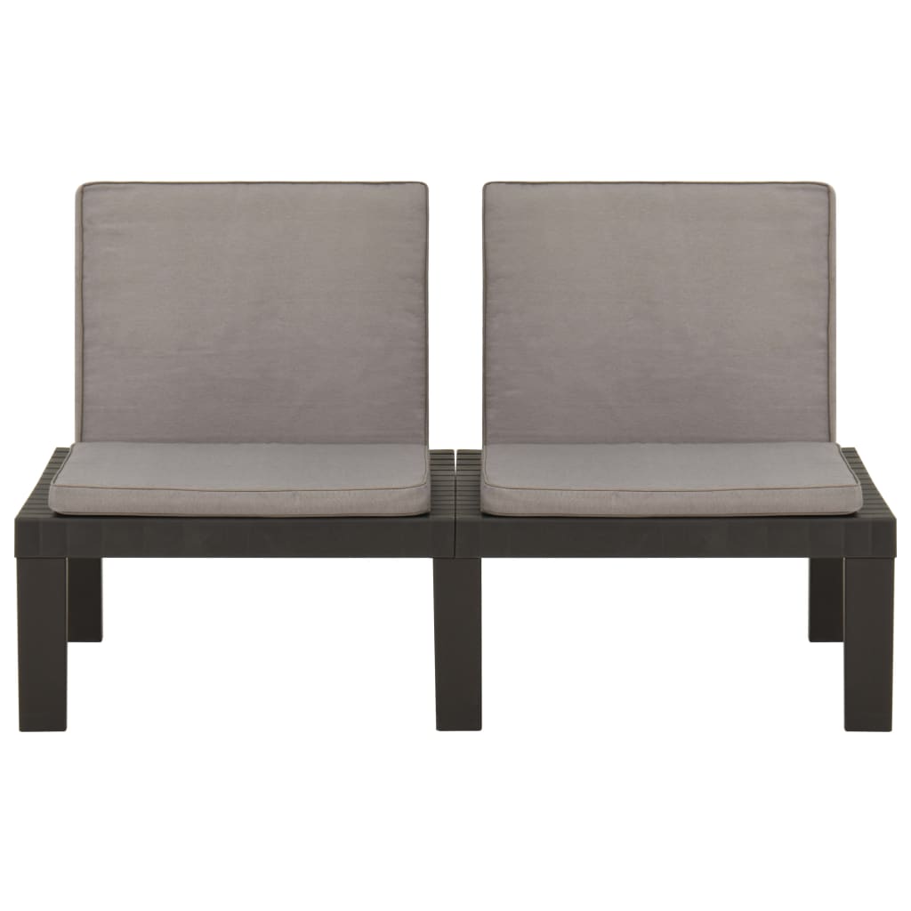 4-tlg. Garten-Lounge-Set mit Auflagen Kunststoff Grau