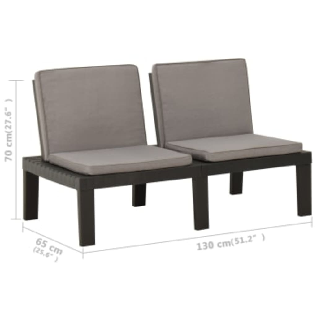 4-tlg. Garten-Lounge-Set mit Auflagen Kunststoff Grau