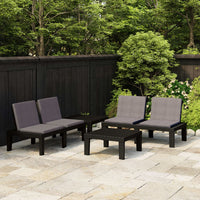 Thumbnail for 4-tlg. Garten-Lounge-Set mit Auflagen Kunststoff Grau