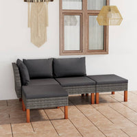 Thumbnail for 4-tlg. Garten-Lounge-Set mit Kissen Poly Rattan Grau