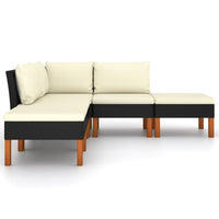 Thumbnail for 5-tlg. Garten-Lounge-Set mit Kissen Poly Rattan Schwarz