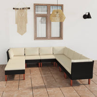 Thumbnail for 9-tlg. Garten-Lounge-Set mit Kissen Poly Rattan Schwarz
