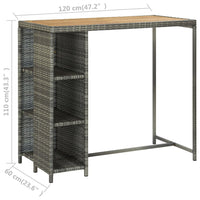 Thumbnail for 5-tlg. Gartenbar-Set mit Kissen Poly Rattan Grau