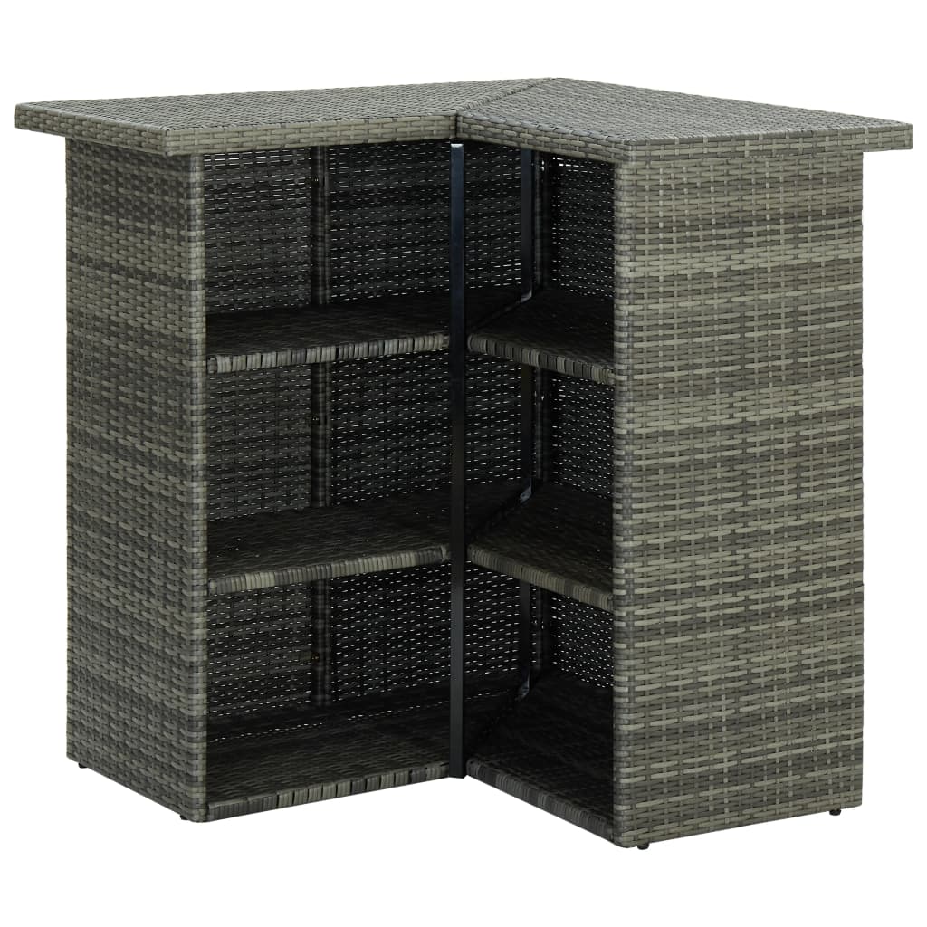4-tlg. Gartenbar-Set mit Kissen Poly Rattan Grau