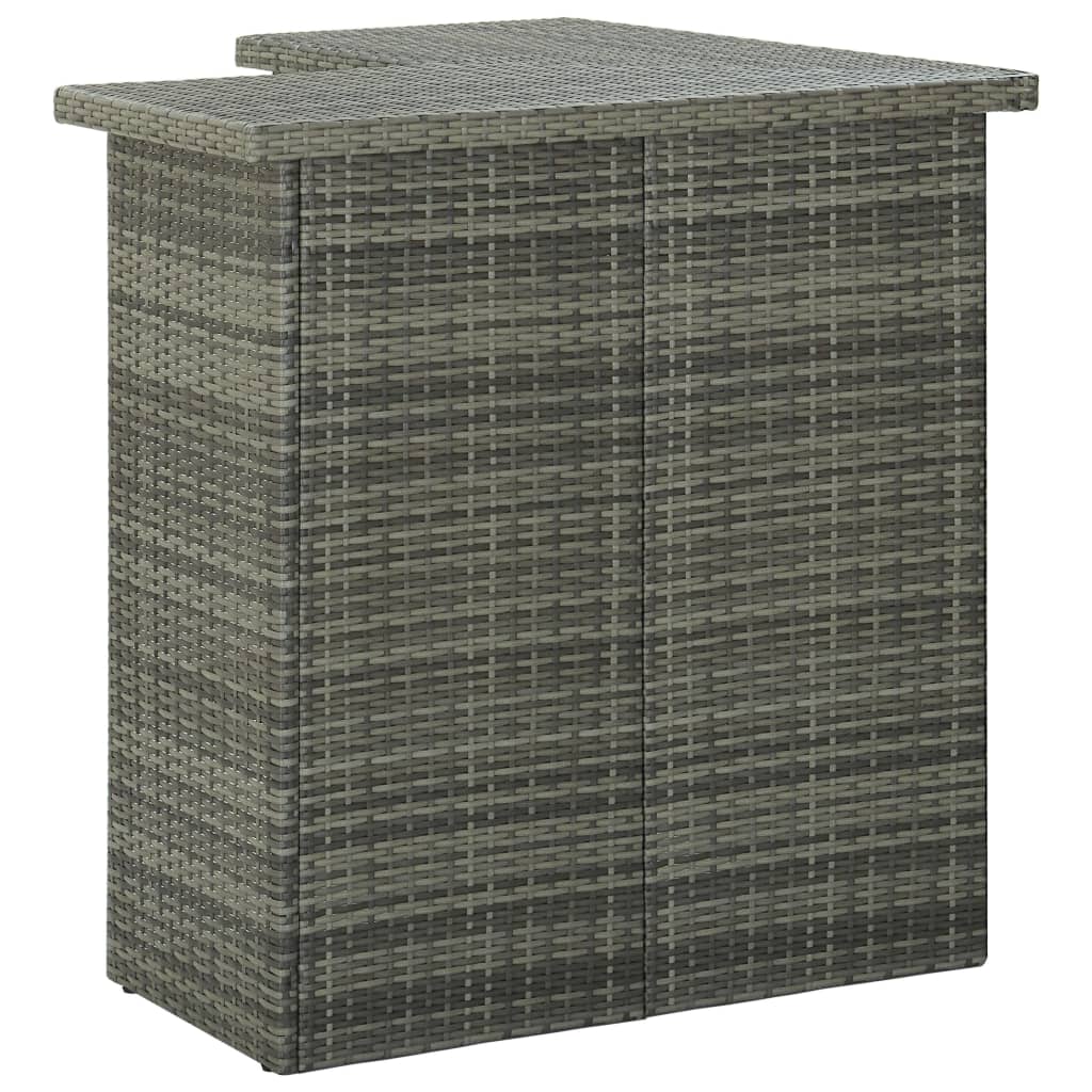 4-tlg. Gartenbar-Set mit Kissen Poly Rattan Grau