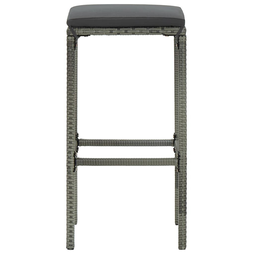 4-tlg. Gartenbar-Set mit Kissen Poly Rattan Grau