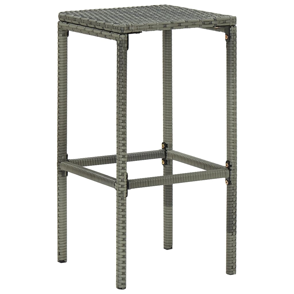4-tlg. Gartenbar-Set mit Kissen Poly Rattan Grau