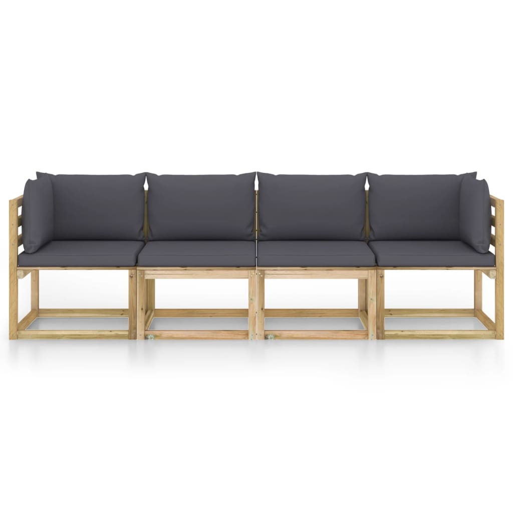 4-Sitzer-Gartensofa mit Anthrazit Kissen
