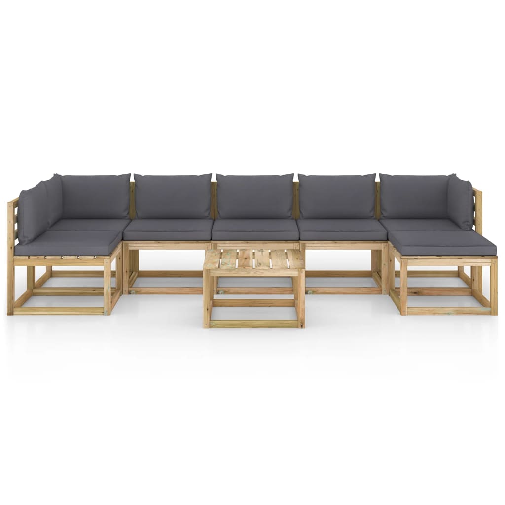 9-tlg. Garten-Lounge-Set mit Kissen Imprägniertes Kiefernholz