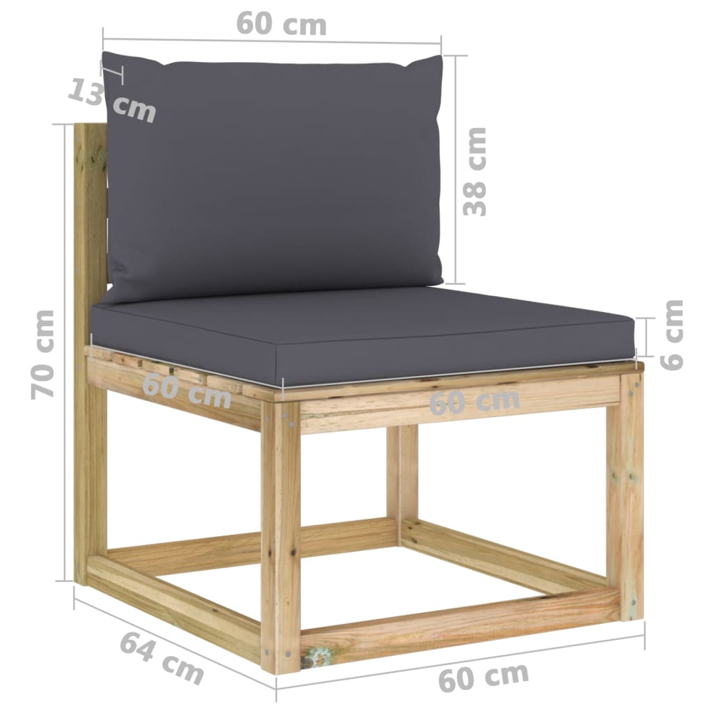9-tlg. Garten-Lounge-Set mit Kissen Imprägniertes Kiefernholz