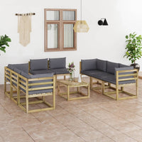 Thumbnail for 9-tlg. Garten-Lounge-Set mit Kissen Imprägniertes Kiefernholz