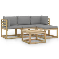 Thumbnail for 5-tlg. Garten-Lounge-Set mit Grauen Kissen