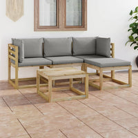 Thumbnail for 5-tlg. Garten-Lounge-Set mit Grauen Kissen