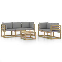 Thumbnail for 6-tlg. Garten-Lounge-Set mit Grauen Kissen