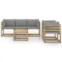 Thumbnail for 6-tlg. Garten-Lounge-Set mit Grauen Kissen
