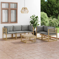 Thumbnail for 6-tlg. Garten-Lounge-Set mit Grauen Kissen
