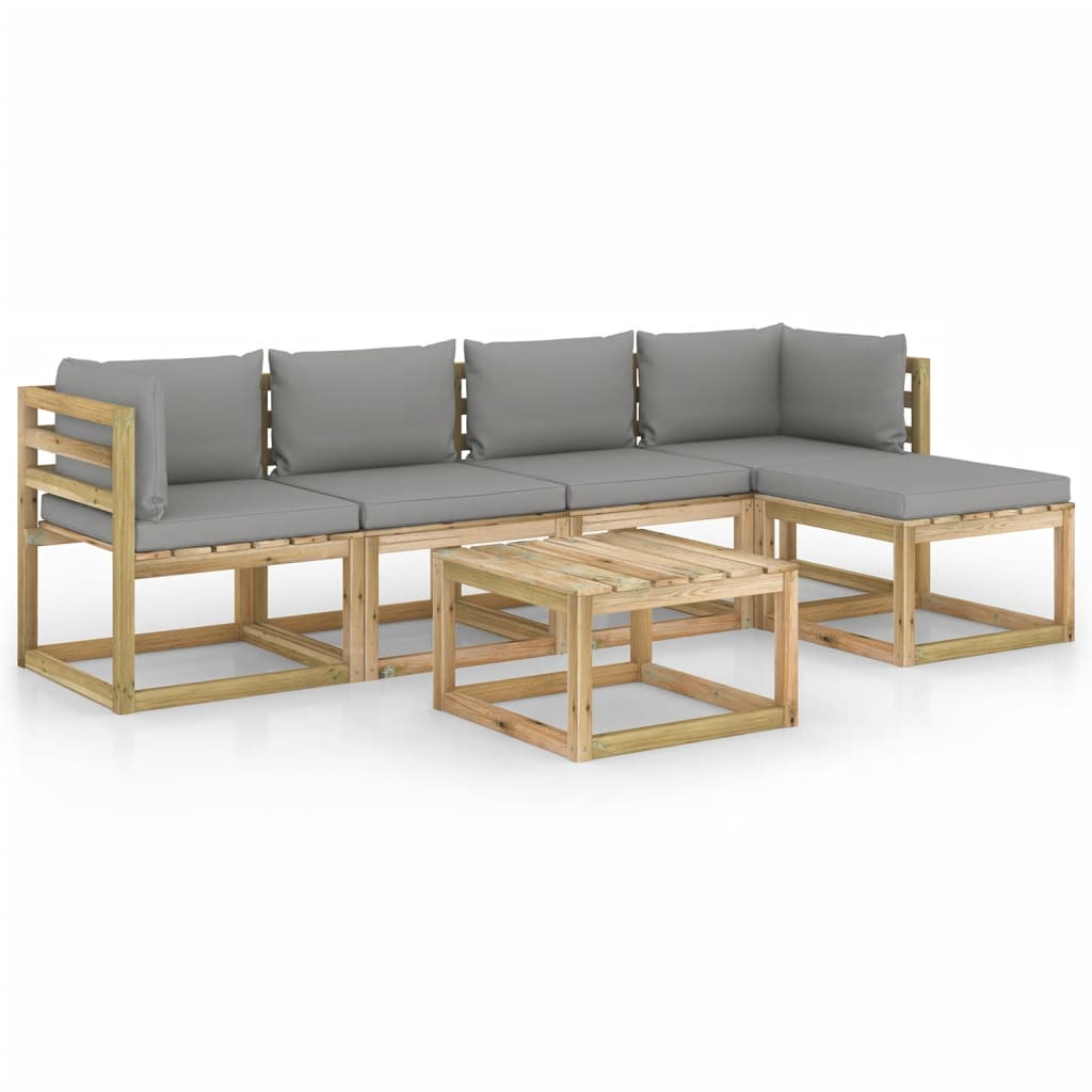 6-tlg. Garten-Lounge-Set mit Kissen Imprägniertes Kiefernholz