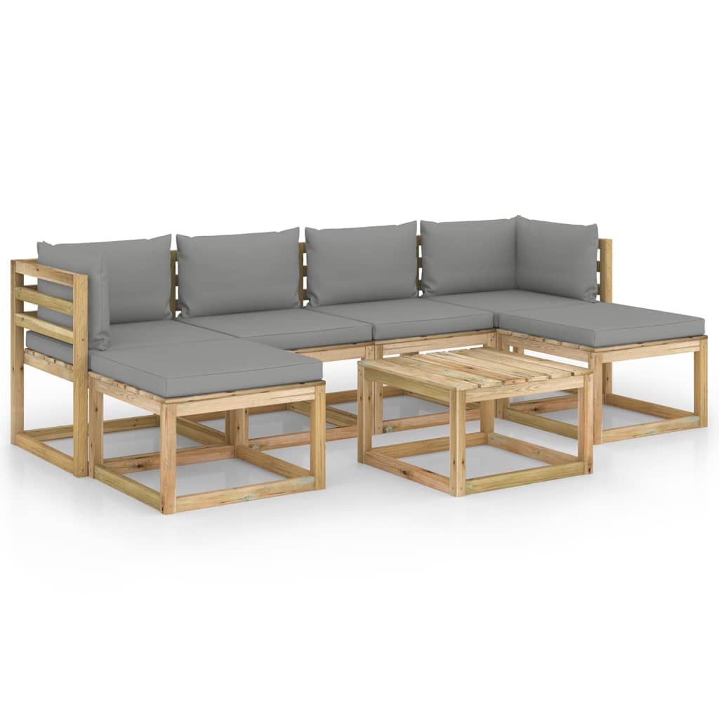 7-tlg. Garten-Lounge-Set mit Kissen Imprägniertes Kiefernholz