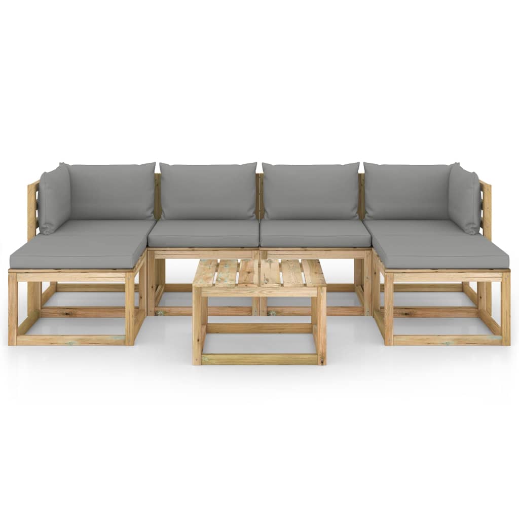 7-tlg. Garten-Lounge-Set mit Kissen Imprägniertes Kiefernholz