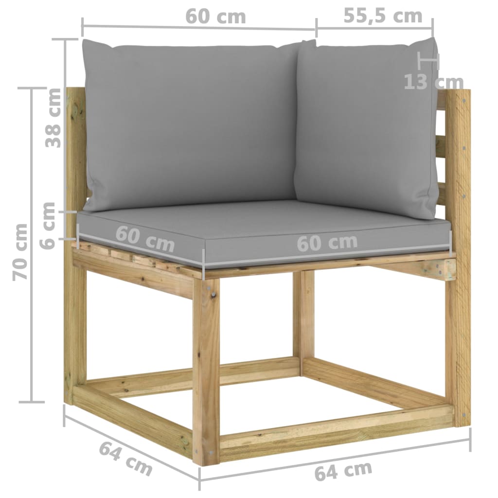 7-tlg. Garten-Lounge-Set mit Kissen Imprägniertes Kiefernholz