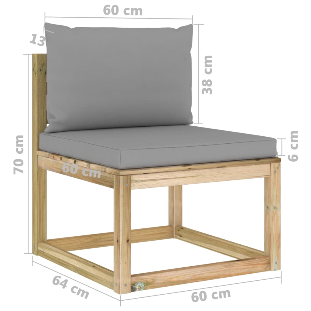 7-tlg. Garten-Lounge-Set mit Kissen Imprägniertes Kiefernholz