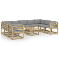 Thumbnail for 10-tlg. Garten-Lounge-Set mit Kissen Imprägniertes Kiefernholz