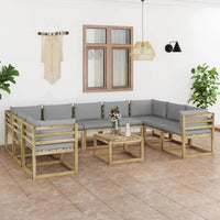 Thumbnail for 10-tlg. Garten-Lounge-Set mit Kissen Imprägniertes Kiefernholz