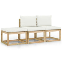 Thumbnail for 3-tlg. Garten-Lounge-Set mit Creme Kissen