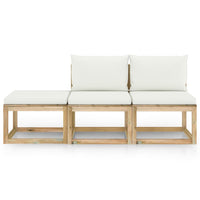 Thumbnail for 3-tlg. Garten-Lounge-Set mit Creme Kissen
