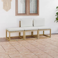 Thumbnail for 3-tlg. Garten-Lounge-Set mit Creme Kissen