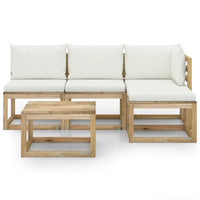 Thumbnail for 5-tlg. Garten-Lounge-Set mit Creme Kissen