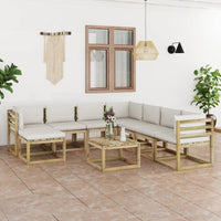 Thumbnail for 9-tlg. Garten-Lounge-Set mit Kissen Imprägniertes Kiefernholz