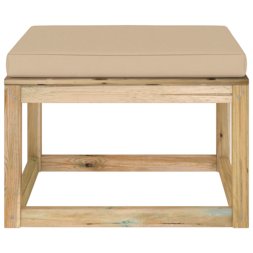 Gartenhocker mit Kissen Grün Imprägniertes Kiefernholz