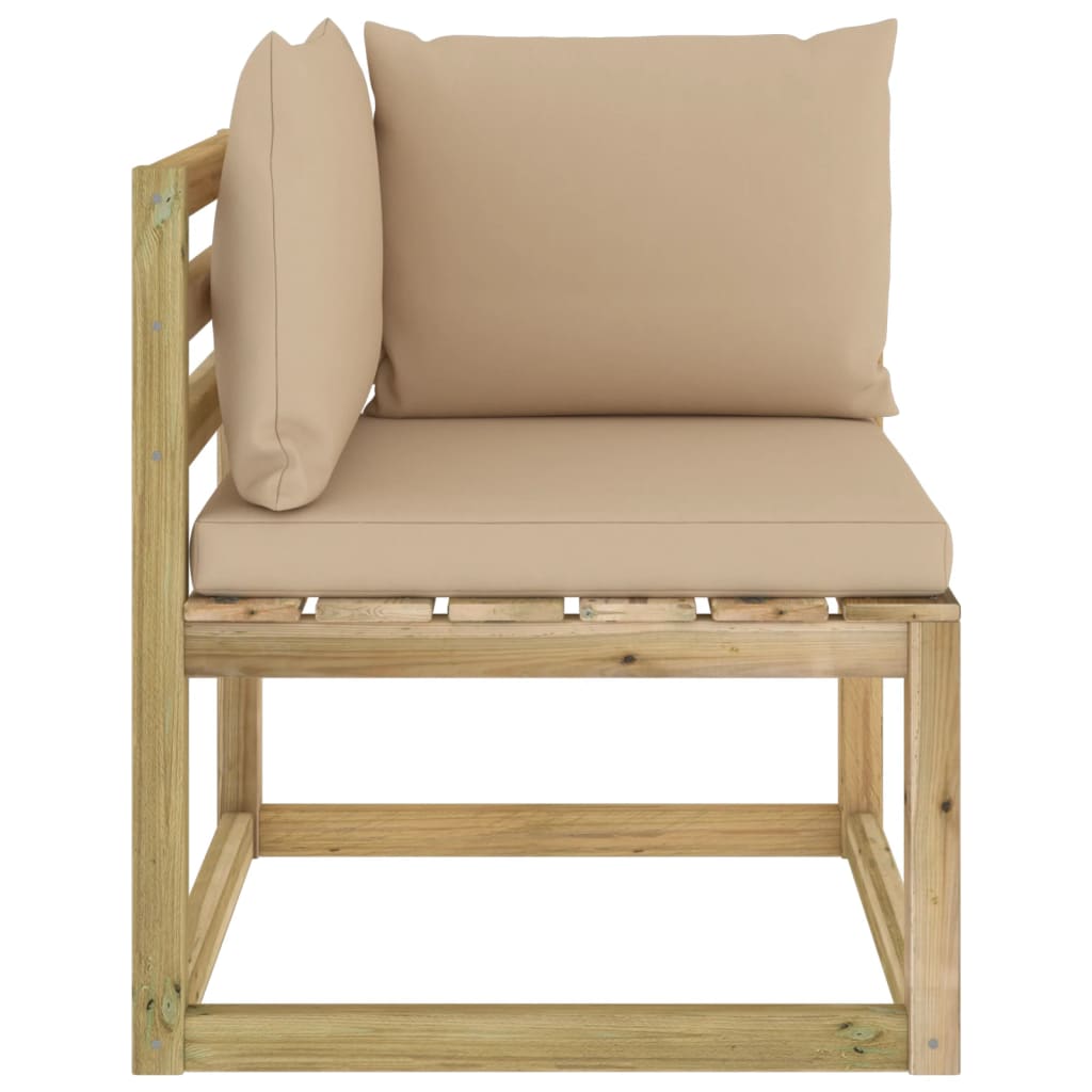 Garten-Ecksofas mit Kissen 2 Stk. Kiefernholz Grün Imprägniert