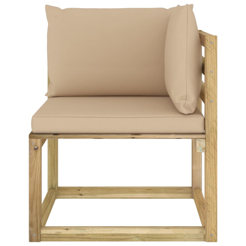 Garten-Ecksofas mit Kissen 2 Stk. Kiefernholz Grün Imprägniert