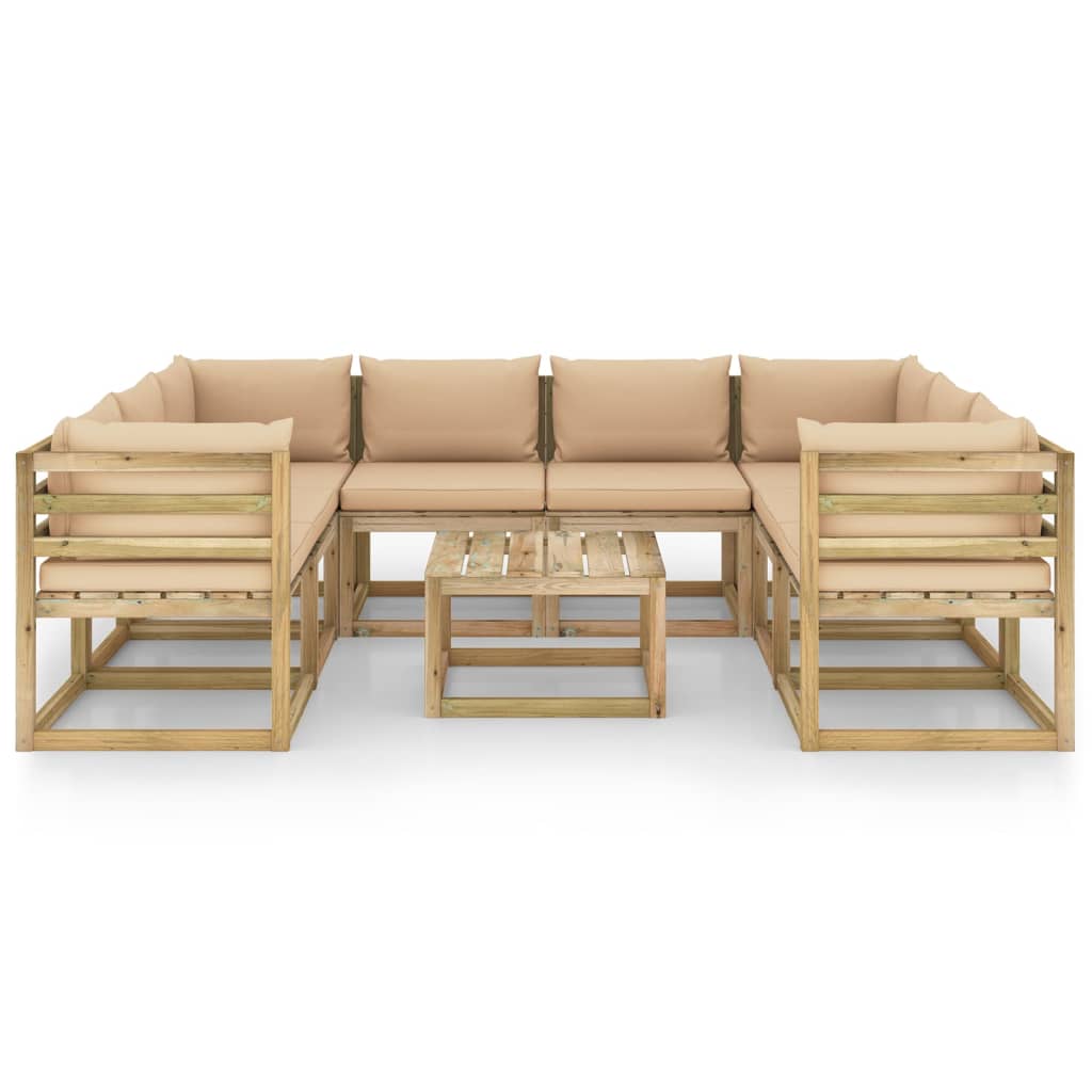 9-tlg. Garten-Lounge-Set mit Kissen Imprägniertes Kiefernholz