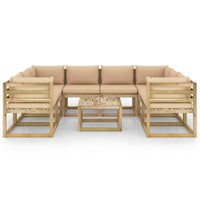 Thumbnail for 9-tlg. Garten-Lounge-Set mit Kissen Imprägniertes Kiefernholz