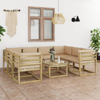 Thumbnail for 9-tlg. Garten-Lounge-Set mit Kissen Imprägniertes Kiefernholz