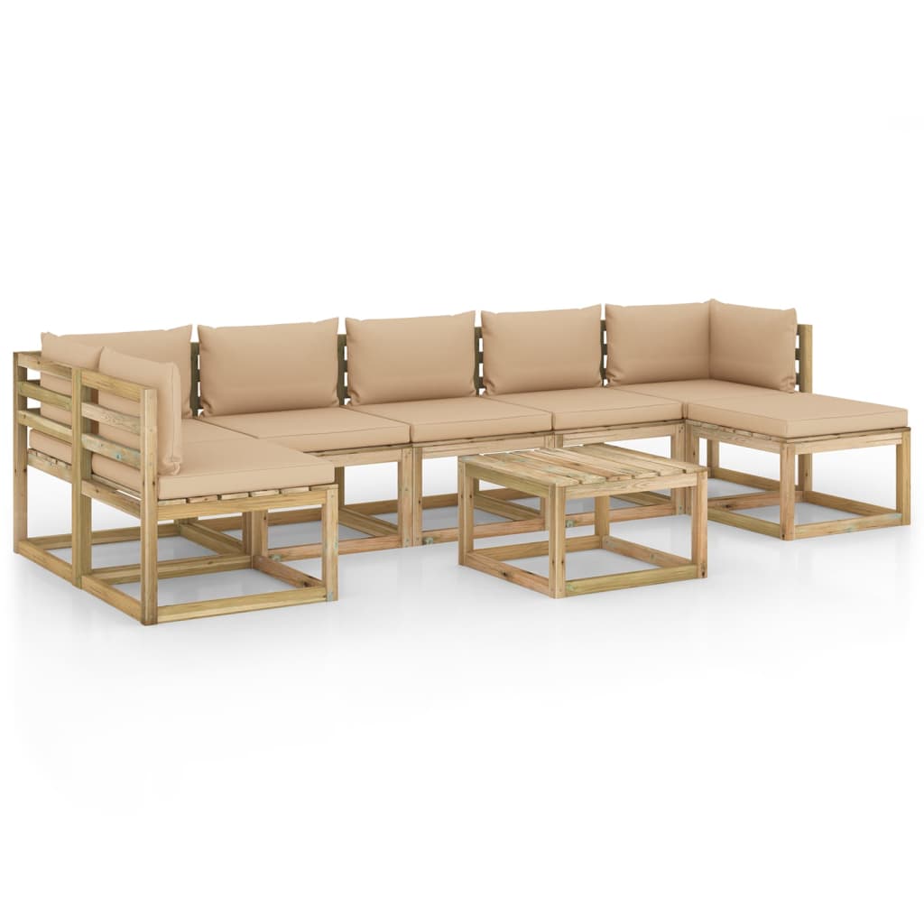 8-tlg. Garten-Lounge-Set mit Kissen Imprägniertes Kiefernholz