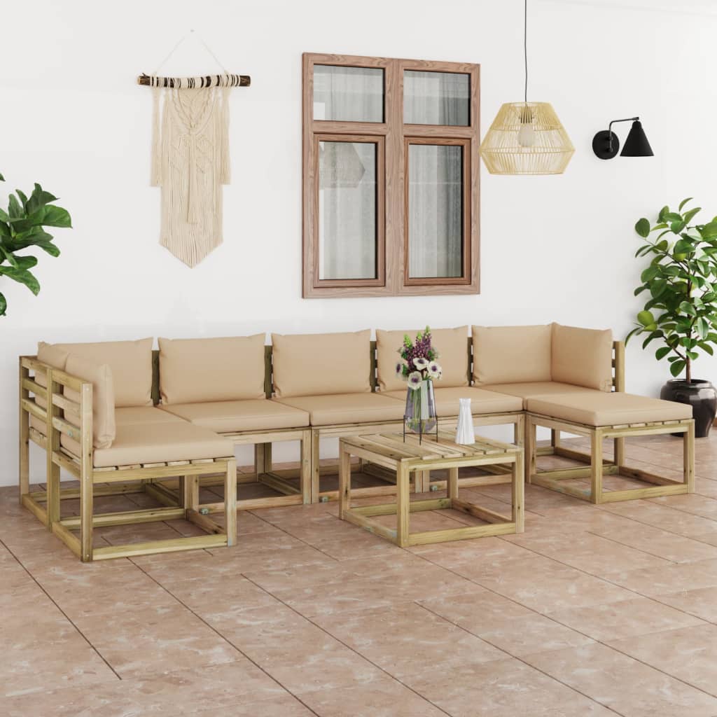 8-tlg. Garten-Lounge-Set mit Kissen Imprägniertes Kiefernholz