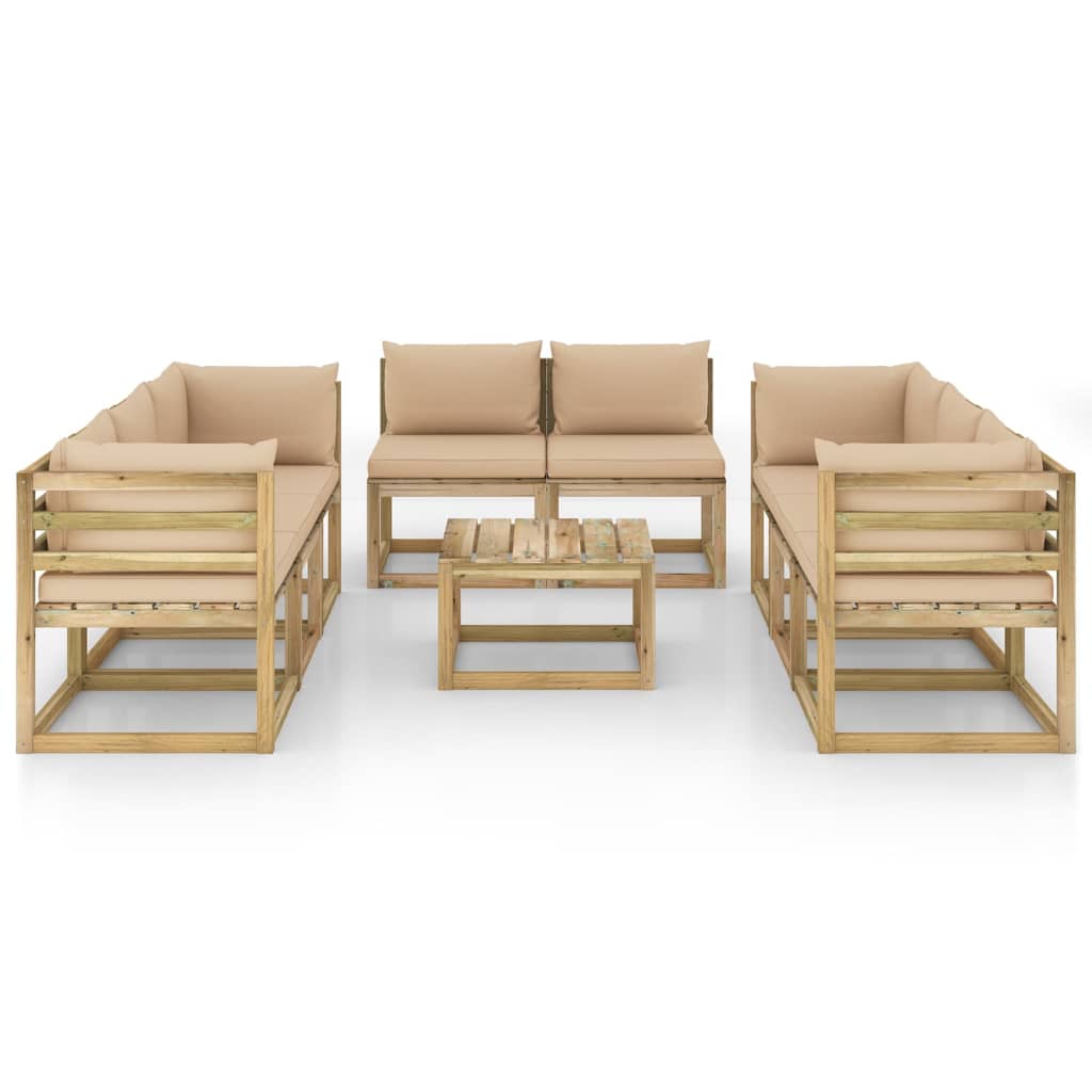 9-tlg. Garten-Lounge-Set mit Kissen Imprägniertes Kiefernholz