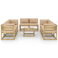 Thumbnail for 9-tlg. Garten-Lounge-Set mit Kissen Imprägniertes Kiefernholz