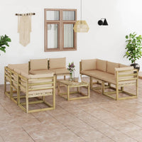 Thumbnail for 9-tlg. Garten-Lounge-Set mit Kissen Imprägniertes Kiefernholz