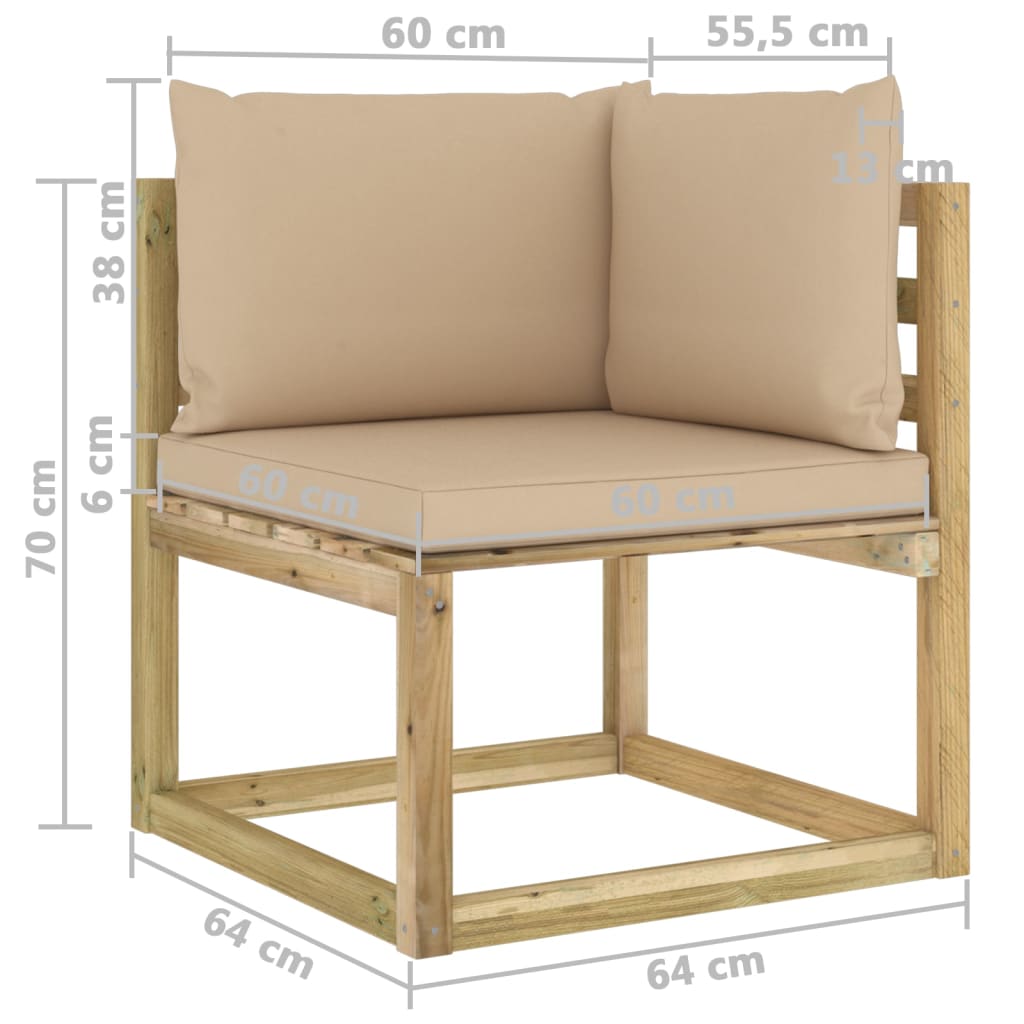 9-tlg. Garten-Lounge-Set mit Kissen Imprägniertes Kiefernholz