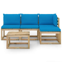 Thumbnail for 5-tlg. Garten-Lounge-Set mit Hellblauen Kissen