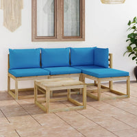 Thumbnail for 5-tlg. Garten-Lounge-Set mit Hellblauen Kissen
