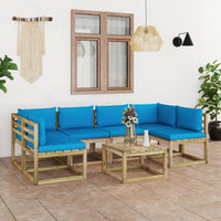 Thumbnail for 7-tlg. Garten-Lounge-Set mit Kissen Imprägniertes Kiefernholz