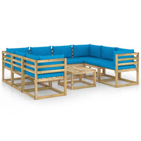 Thumbnail for 9-tlg. Garten-Lounge-Set mit Kissen Imprägniertes Kiefernholz